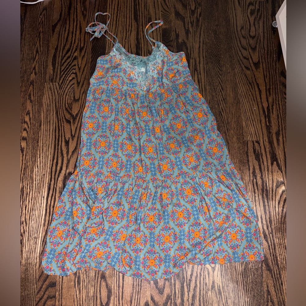 NATURAL LIFE Floral lace Dress in Blue and Orange